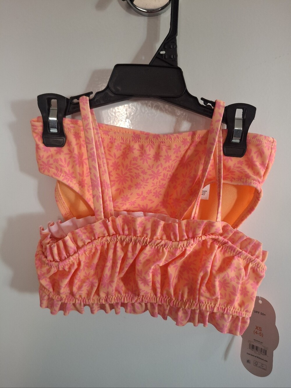wonder nation Pink Orange Floral Ruffle Tankini Top 2 Piece Suit